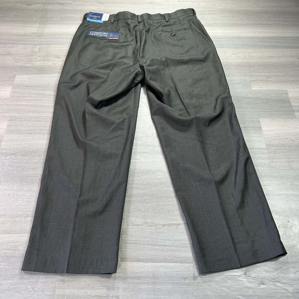 NEW Croft & Barrow Pants Mens 38x30 Gray Comfort Dress Flat Front Classic Fit